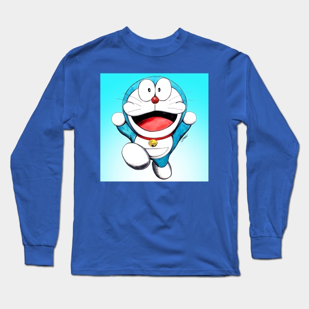 just doraemon the time robot Long Sleeve T-Shirt by jorge_lebeau